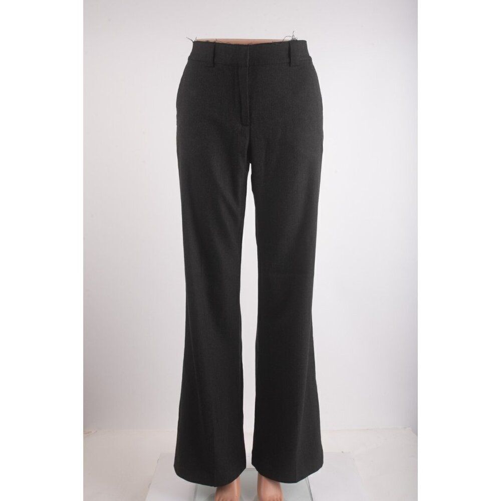 Zara Womans Flared Pants Trousers Size S Charcoal Gray Herringbone frayed waist